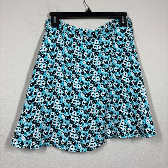 MICHAEL Michael Kors Womens 4 Silk A Line Skirt Blue Floral Flowy - Picture 2 of 7